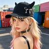 European and American trendy hats Women's street hip-hop horns Baseball caps Outdoor personalized sunshade sun protection peaked caps