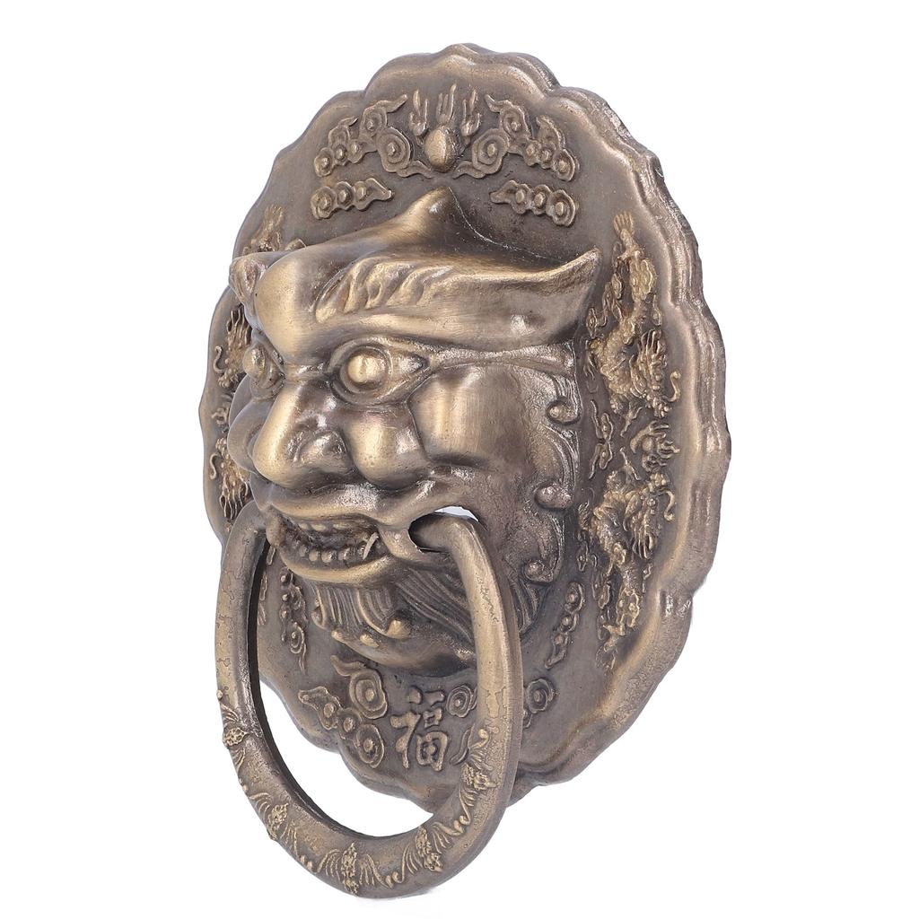 Дверной молоток из латуни, двухсторонняя установка, прочная бронзовая китайская антикварная дверная ручка