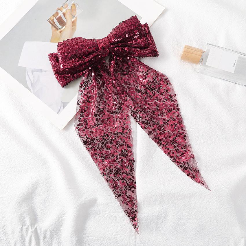 Glitter Sequin Bow Hair Clip Large Double Layer Lace Fashion Barrette Alloy Spring Bottom Clip Hair Bow Women Hair Accessories