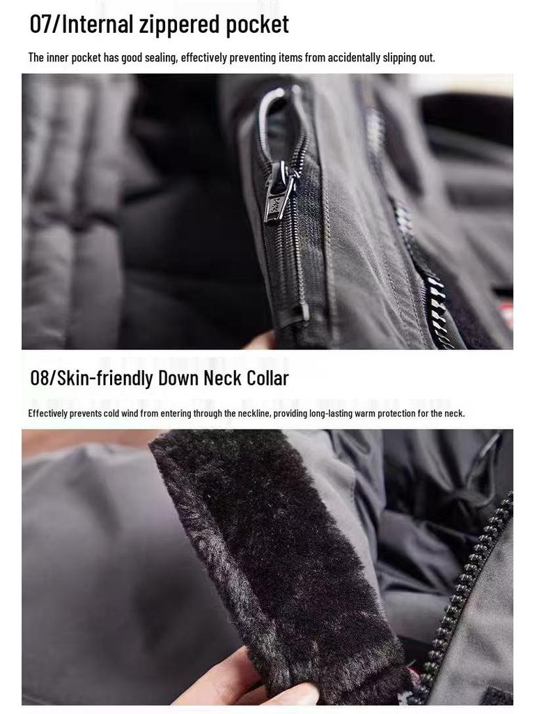 Мужская длинная экспедиционная куртка на гусином пуху - Модель 08, Ниже колена, Утепленная для холодной погоды