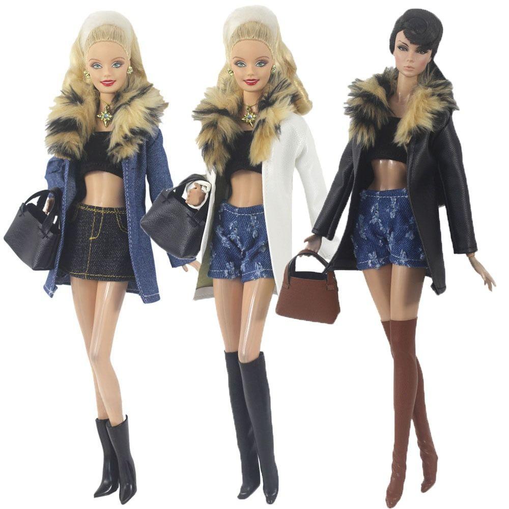 PU Leather Doll Clothes Handmade Outfit Overcoat  For 11.5 Inch 30cm Dolls/for 1/6 Bjd Dolls