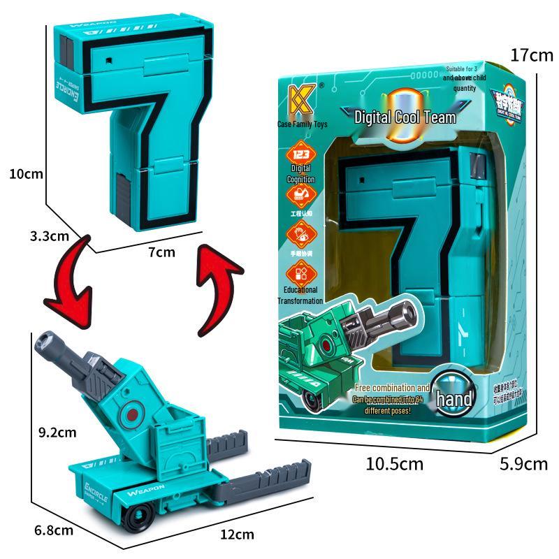 Large Kids' Number Symbol Transforming Robot Car Toy Set