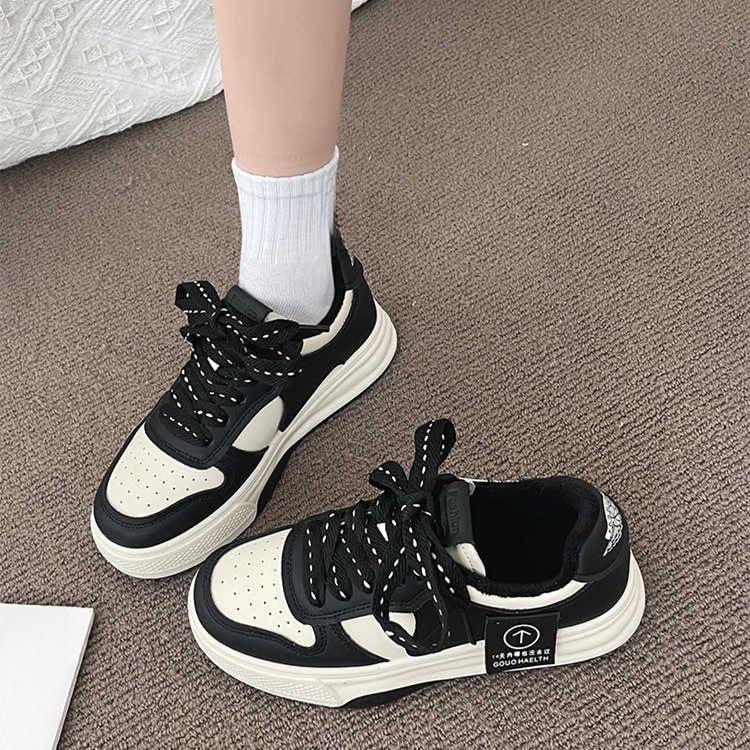 College Style Casual Board Shoes Women's Spring and Autumn New Platform Sneakers Mocha Brown and White Shoes Women's Shoes