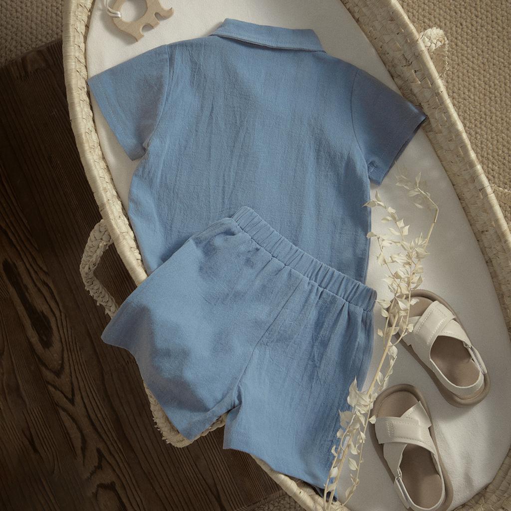 6M-4Y Summer Baby Boy Clothes Sets Toddler Infant Kid Solid Color Shirt Tops Shorts Casual Outfits Soft Summer Clothing