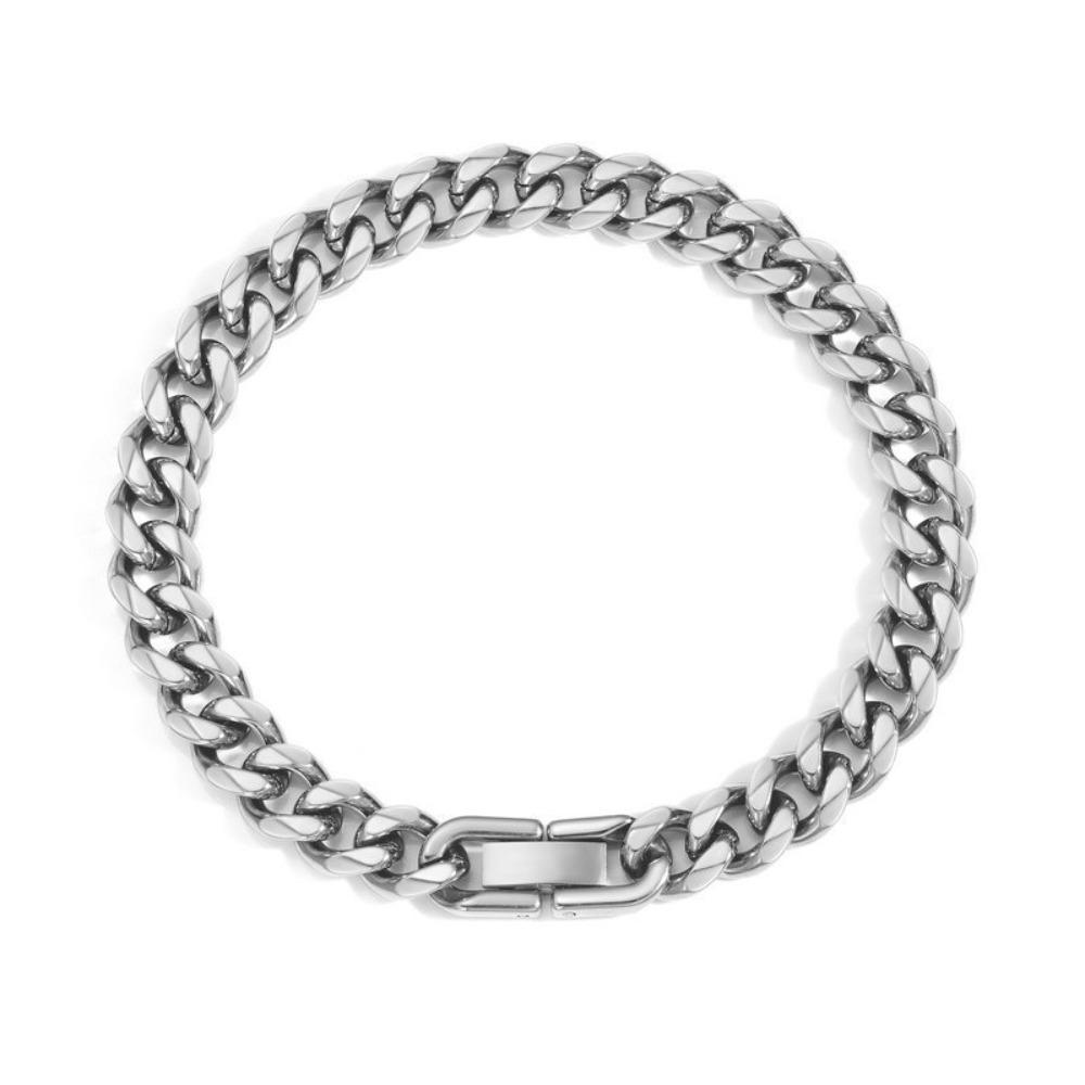 Elegant Cuban Chain Bracelets Buckle Steel Link Bracelet American Metal Hand Chains  Hip Hop