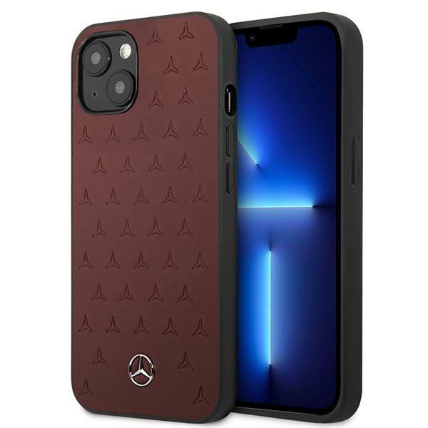 Etui do iPhone 13 mini Mercedes Skórzane Gwiazdy Czerwone