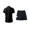 Поло с принтом логотипа Li Ning, однотонное, с коротким рукавом, простое, быстросохнущее, удобное, шорты, повседневный спортивный костюм, унисекс, спортивная одежда YPLV047-3+YKSV197-2