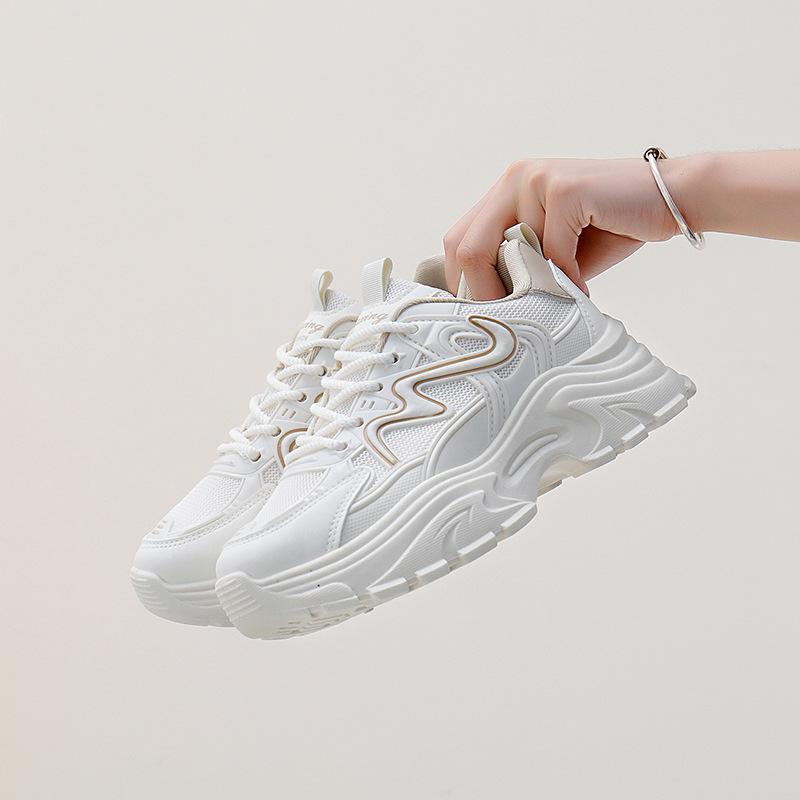 Ins Korean Version Mesh Dad Shoes Women's 2025 Spring New Breathable Female Student Sports Shoes Heightening Casual Shoes Q78