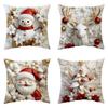 Santa Christmas Snowman Tree Deer Cartoon Pillow Cover Pillowcase For Home Decor