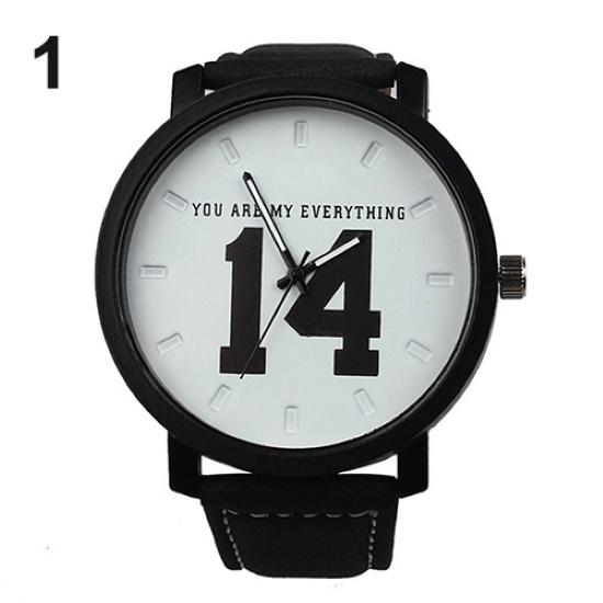 Унисекс Кварцевые наручные часы с номером на циферблате из искусственной кожи для пар