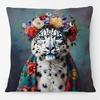 European Luxury Royal Court Leopard With Wreath Animals Portrait Painting Cushion Covers Sofa Pillowcase