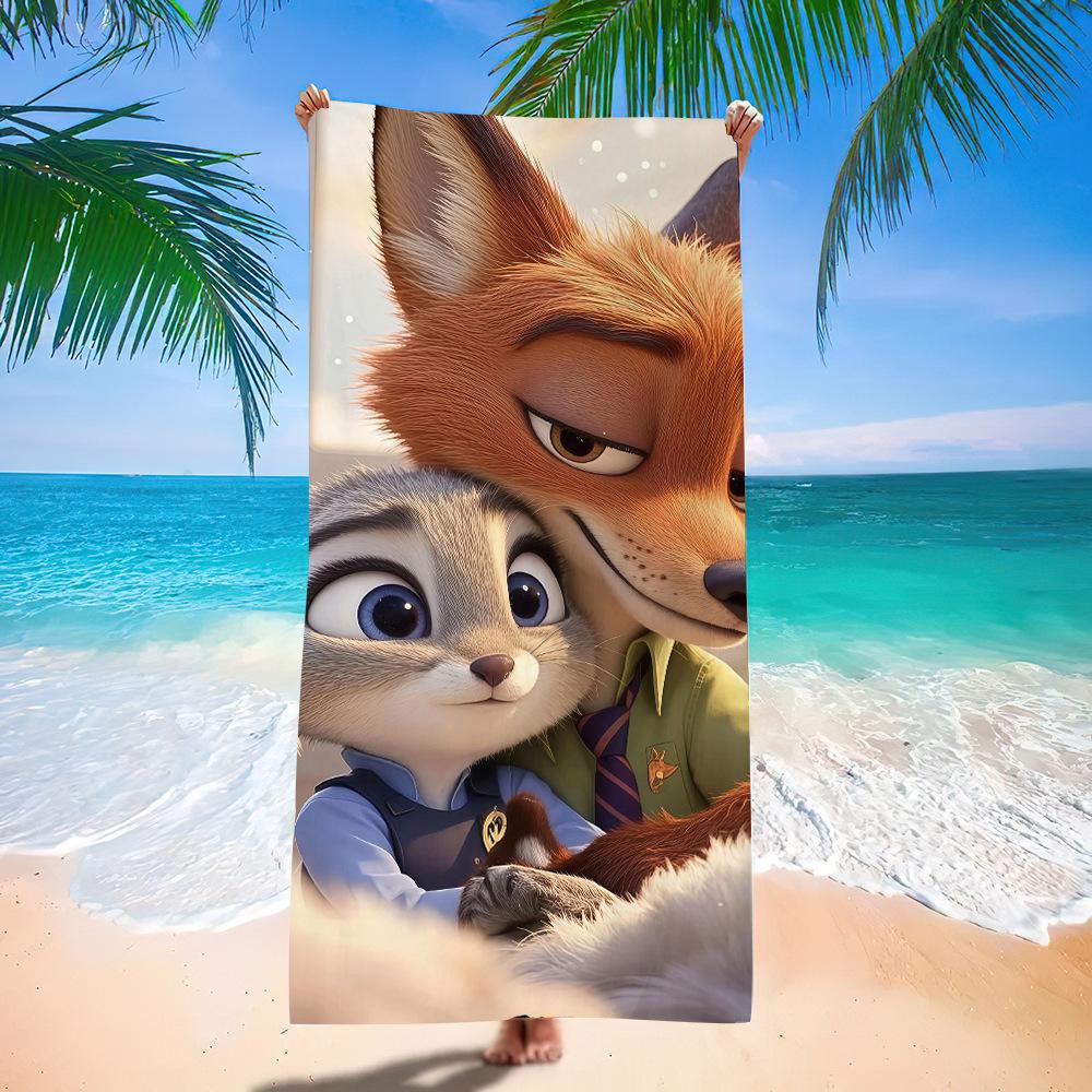 Zootopia Beach Towel Microfiber Bath Towel Kids Cartoon Week Judy Nick Quick Dry Towel