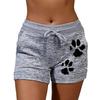 Women High Waist Cats Claw Print Drawstring Sports Shorts