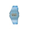 Casio Серия DIGITAL - квадратные, прозрачные, желеобразные, простые и милые, кварцевый механизм, пластиковый ремешок, японские и корейские часы, женские часы, синие F-91WS-2