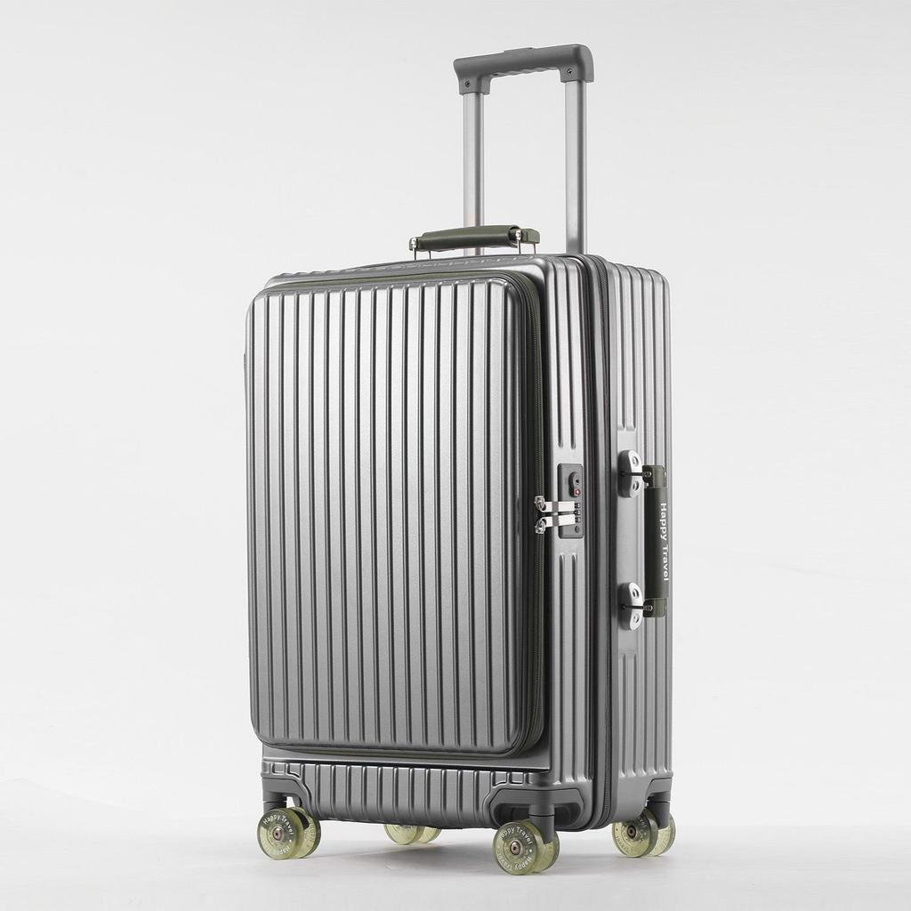 Расширяемый чемодан с цветными блоками и прозрачными колесами – Большой, прочный и открывающийся сбоку ручной чемодан-тележка