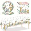 1set Jungle Safari Tableware Animal Print Plates Cup Wild One Cute Elephant Lion Deer Napkin Kids Birth Baby Shower Party Supply