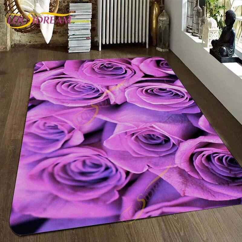 Коврик с цветком красной розы, коврики ко Дню Святого Валентина, коврики, коврик с принтом розы, большой ковер, ковры с синей розой для гостиной
