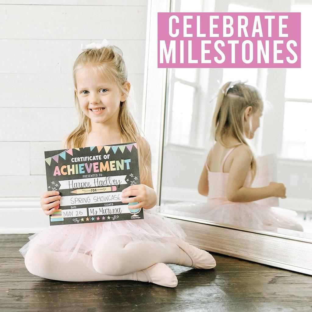 Hadley Designs Certificate Of Achievement Awards - 25 Student Award Certificates For Kids, 8x10 Blank Award Certificate Paper, Preschool &
