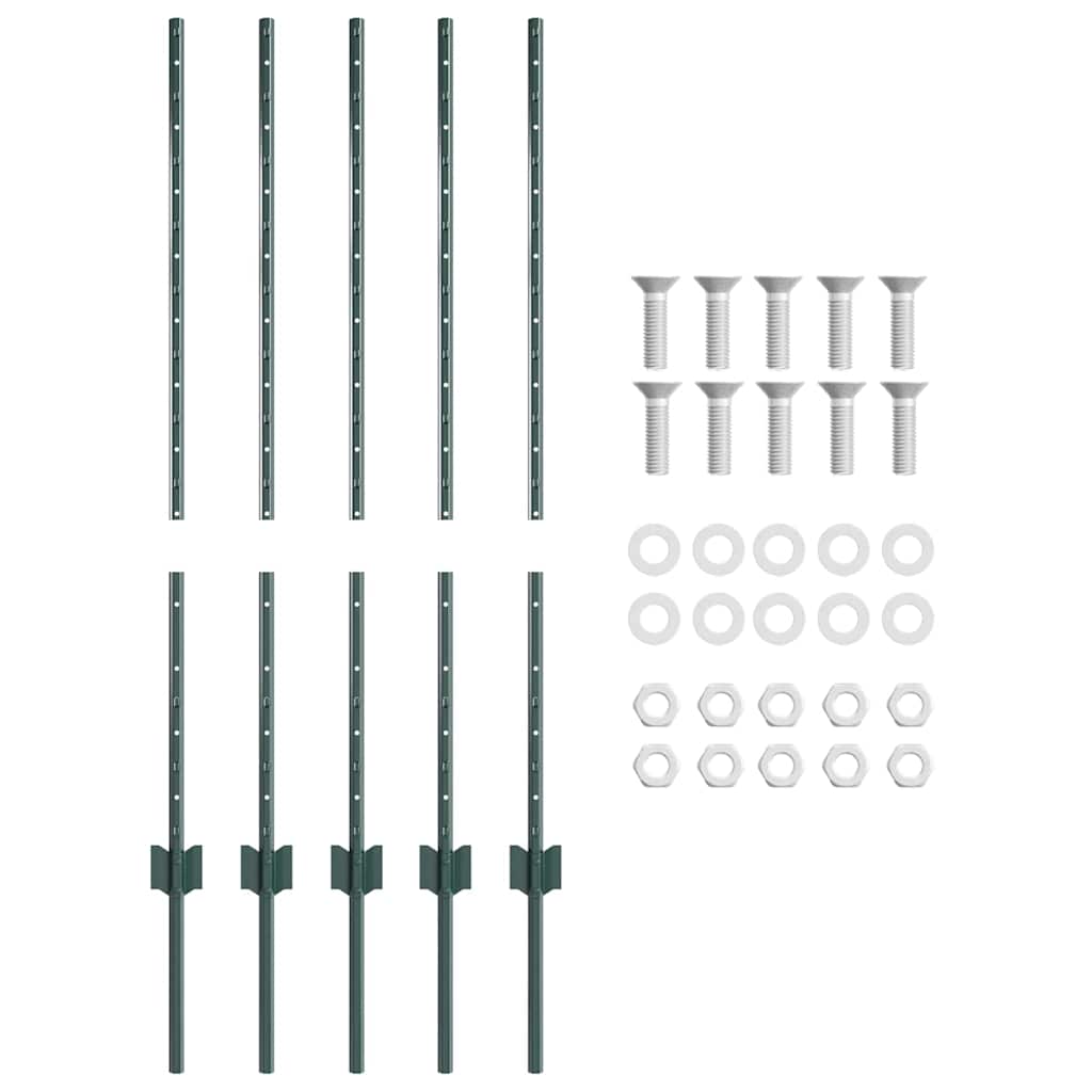 Embedded Fence Post 5 pcs Green 140 cm