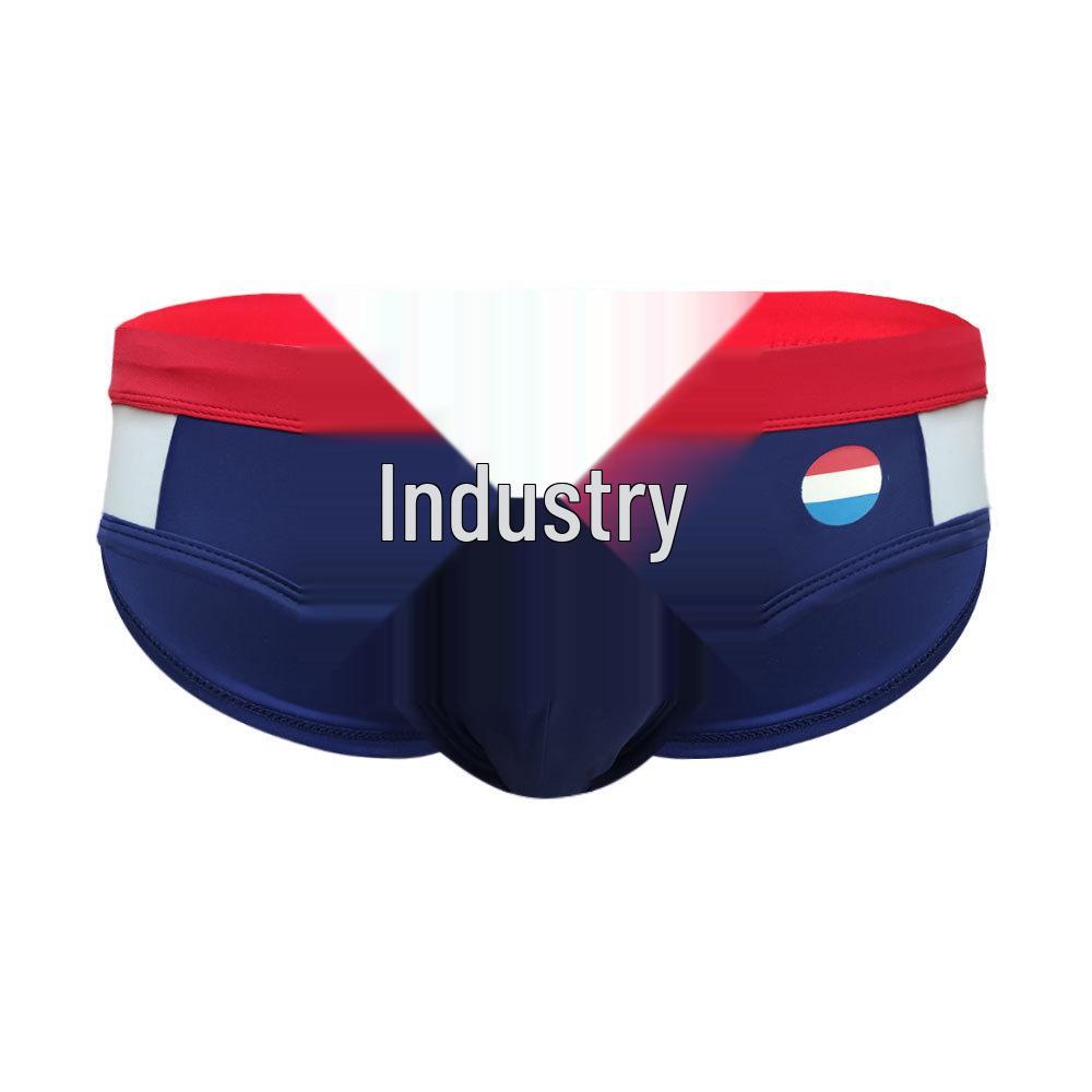 Мужские плавки-треугольники UXH с цветовыми блоками: Многоцветный, Дизайн в стиле флага, Облегающие и сексуальные шорты