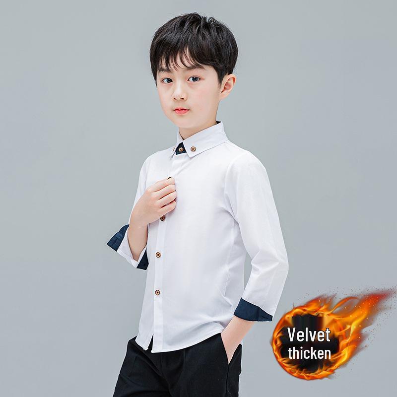 1688 Осенняя утолщенная базовая футболка для мальчиков в корейском стиле, однотонная