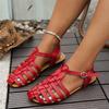 Foreign Trade Baotou Roman Sandals Women's 2025 Summer New Flat-bottomed Buckle Fashionable European and American Large-size Beach Sandals Women