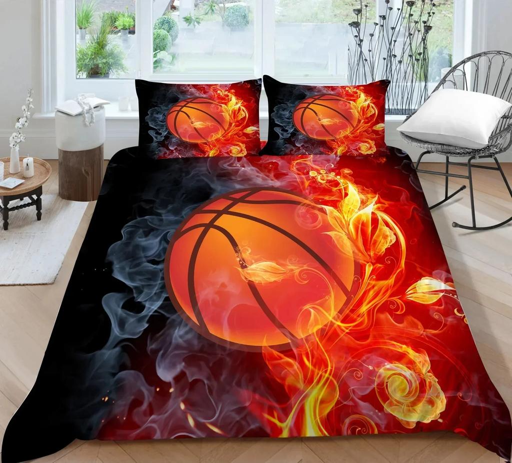 Simple Sport Ball Black White Bedding King Size Soccer Comforter Cover Set 3D Boys Bedroom Decor Football Duvet Cover Sets