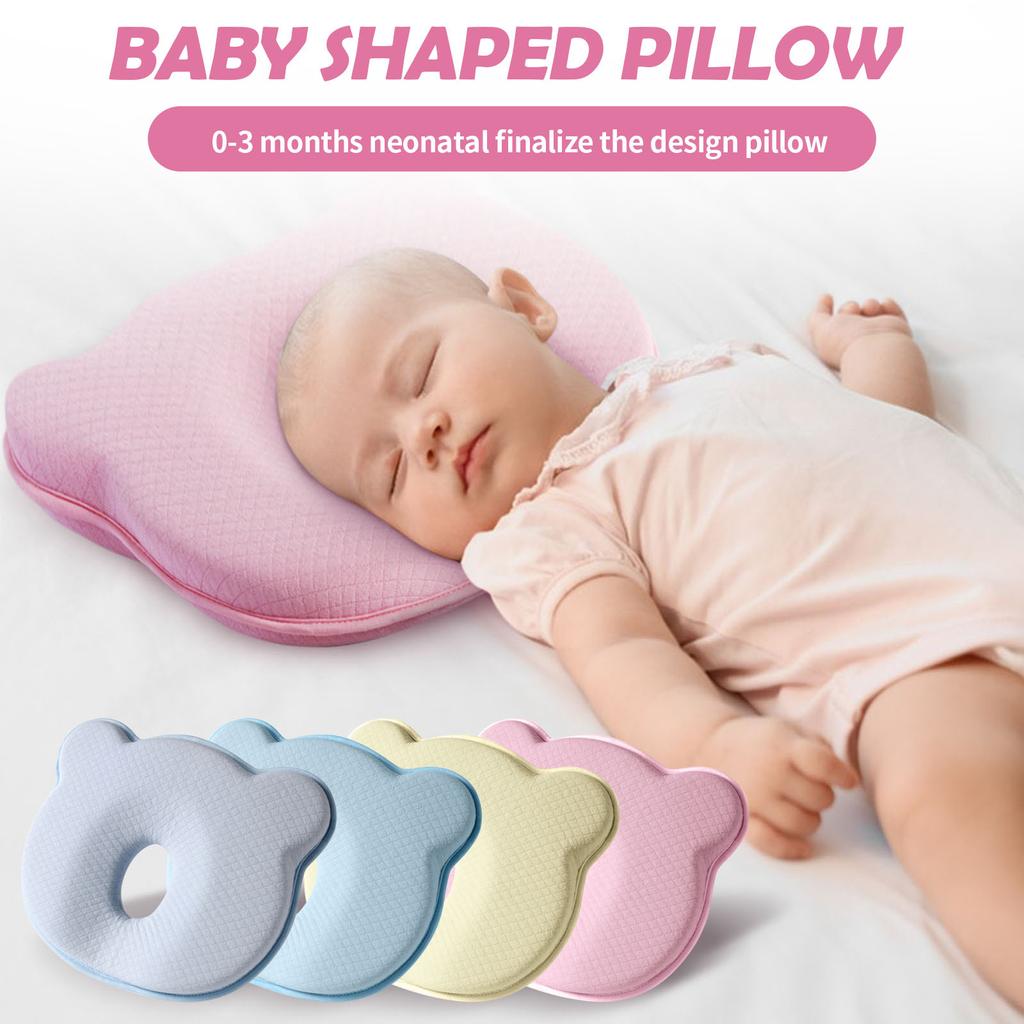 Baby Pillows For Sleeping Newborn, New Soft Memory Foam Toddler Pillow For Newborn Prevent Flat Head, Skin Friendly Cotton Pillowcases