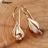 SIMJOO 585 серьги из розового золота темперамент длинные серьги уникальные капли воды