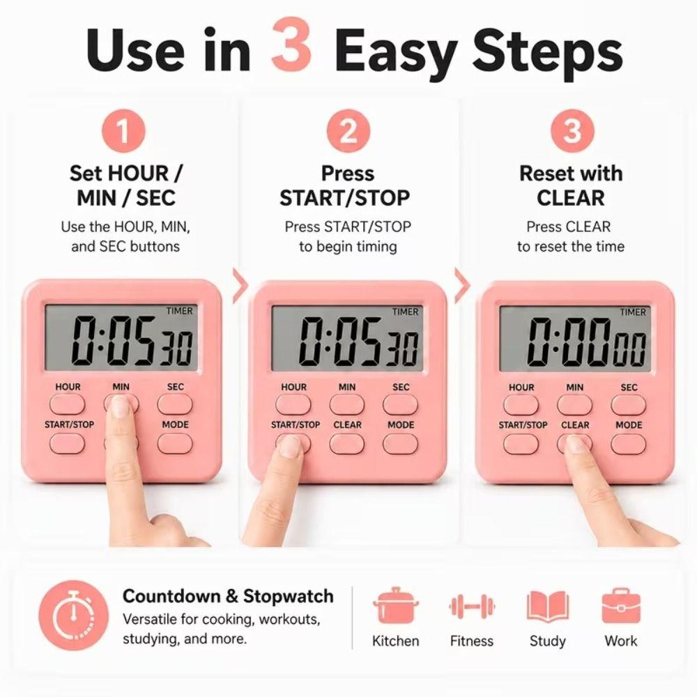 Dual-Mode Countdown Timer Large LCD Display Gym Timer Stand Digital Timer Students