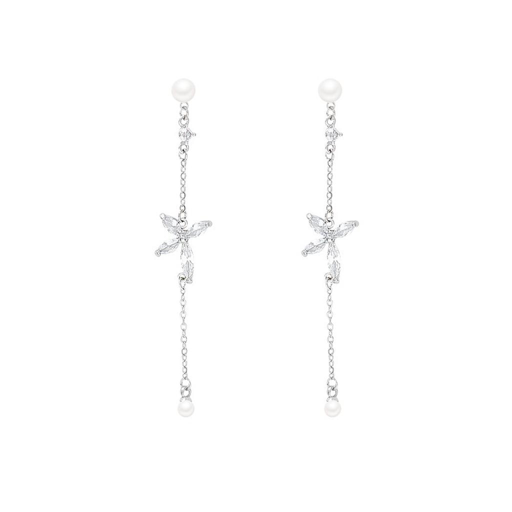 S925 Silver Earrings Shiny Zircon Dangle Earrings Tassel Drop Earrings Delicate For Wearing For Long Time Friend Gatherings