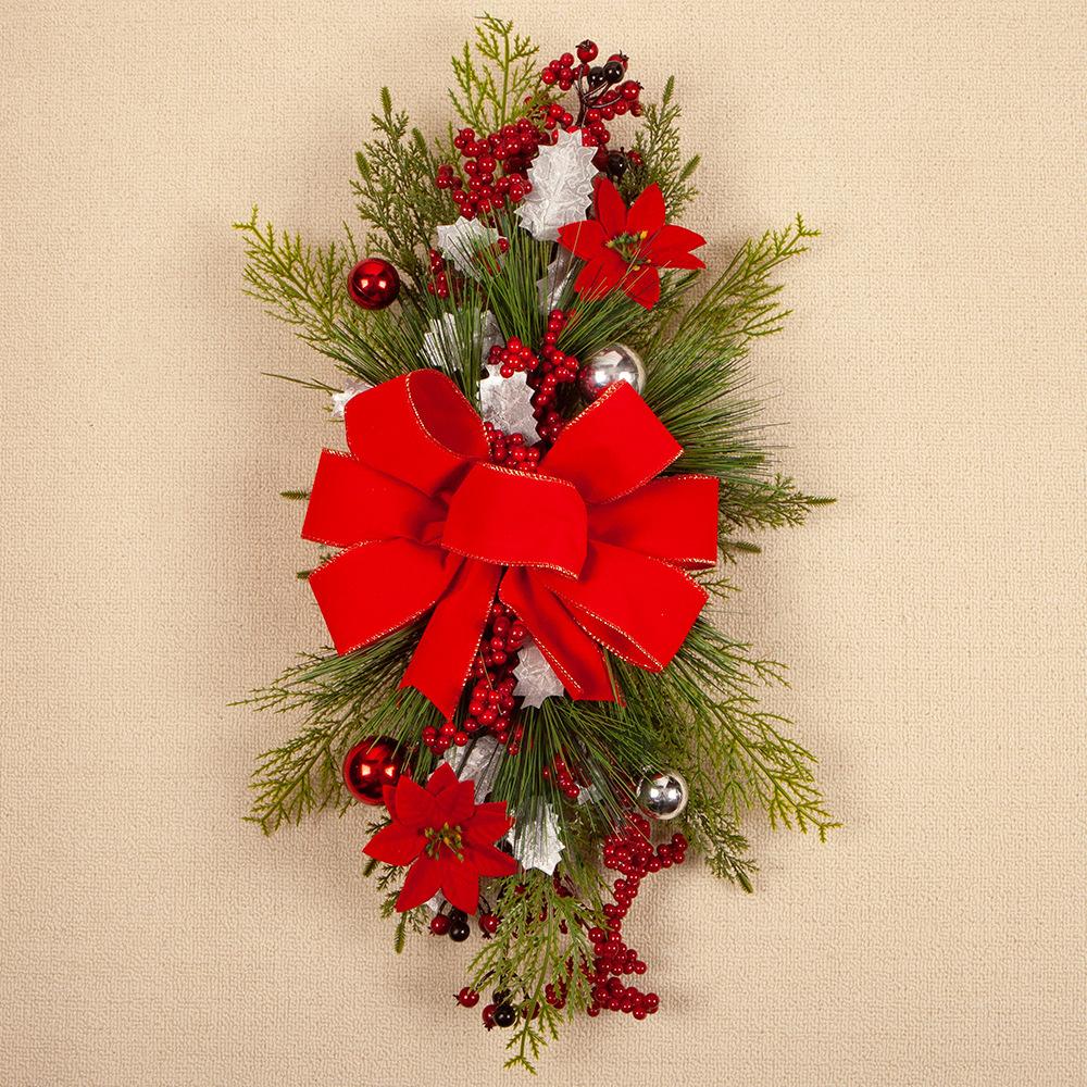 Christmas Staircase Wreath Floor Hanging Bow Pendant Decoration Christmas Nordic Home Style