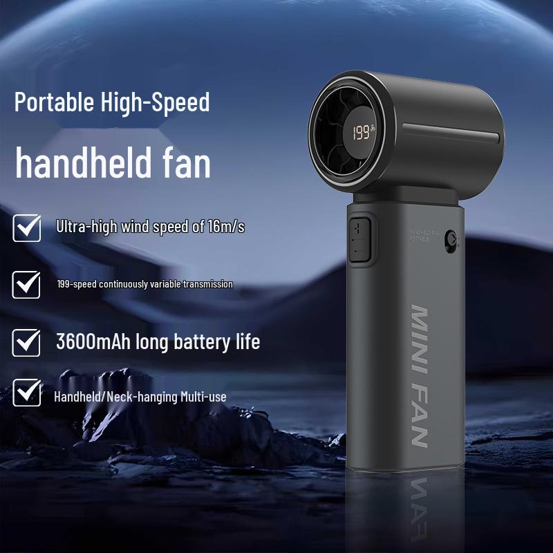 TF08 Mini Portable High-Speed Brushless Desktop & Handheld Fan with Digital Display