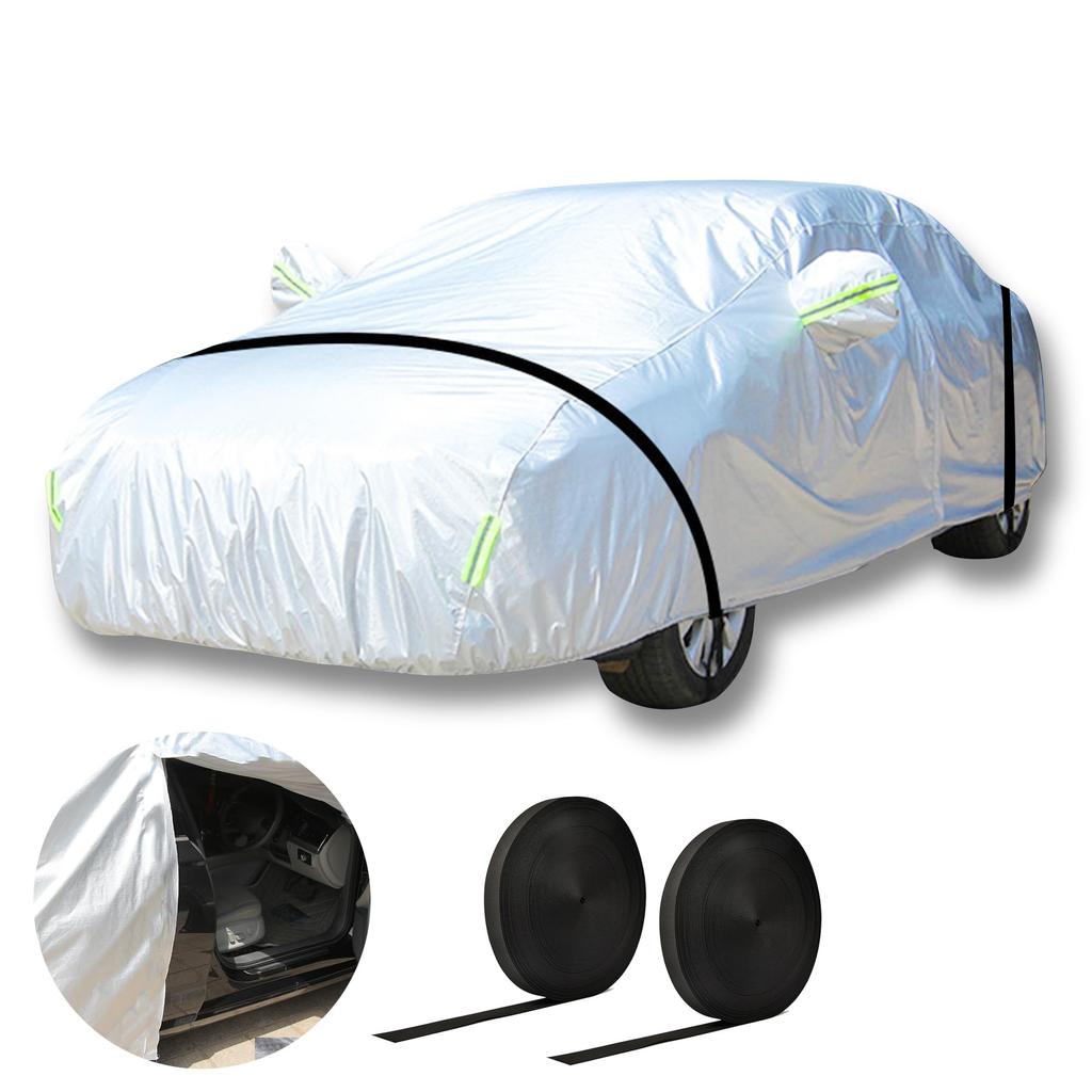 Thickened Car Cover for Car UV and Yellow Sand Includes Elastic Windproof Rope and Compatible with and Sedan Body, Fleece-Lined, Windproof,