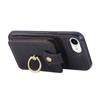 For iPhone 16e Case Card Holder Ring Kickstand TPU+PU Leather Phone Cover with Long Strap