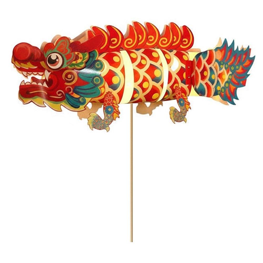 Cartoon Koi Chinese New Year Lantern Kit with Light Dancing Dragon New Year Lantern Photo Props Handheld Lucky Charm Light