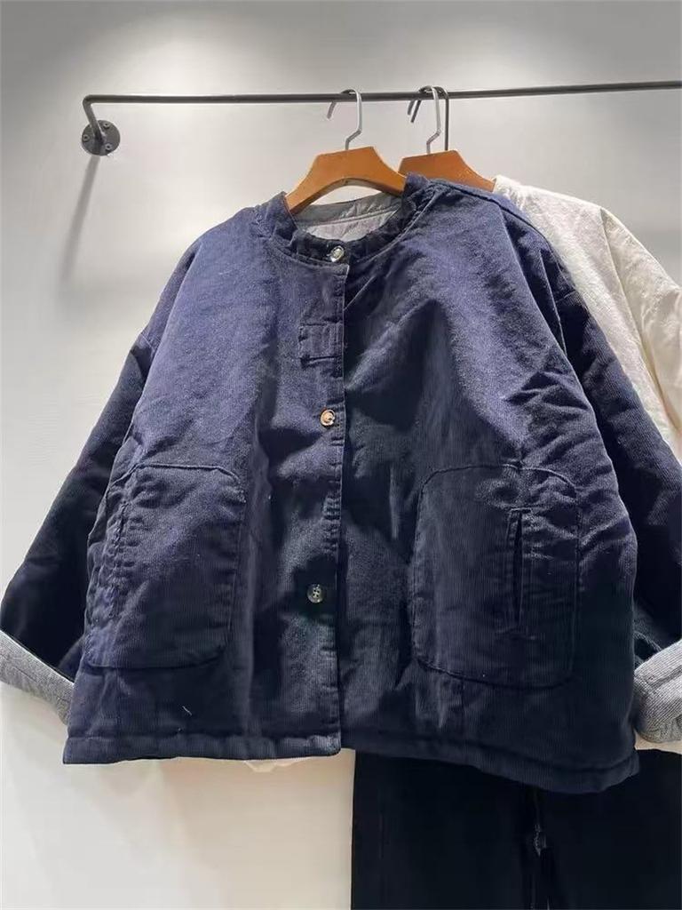 Johnature Зимняя ретро вельветовая куртка двусторонняя теплая женская свободная хлопковая повседневная лоскутная куртка