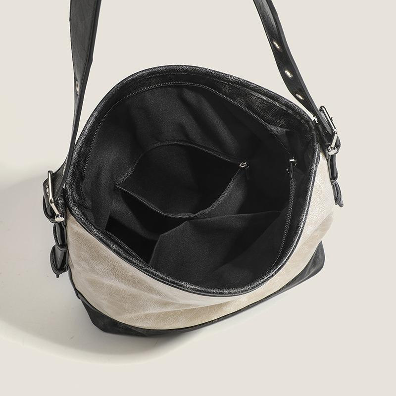 Retro Soft Pu Leather Shoulder Bags Fashion Women Tote Handbags for Commuter Casual Versatile Large Capacity Bucket Bags
