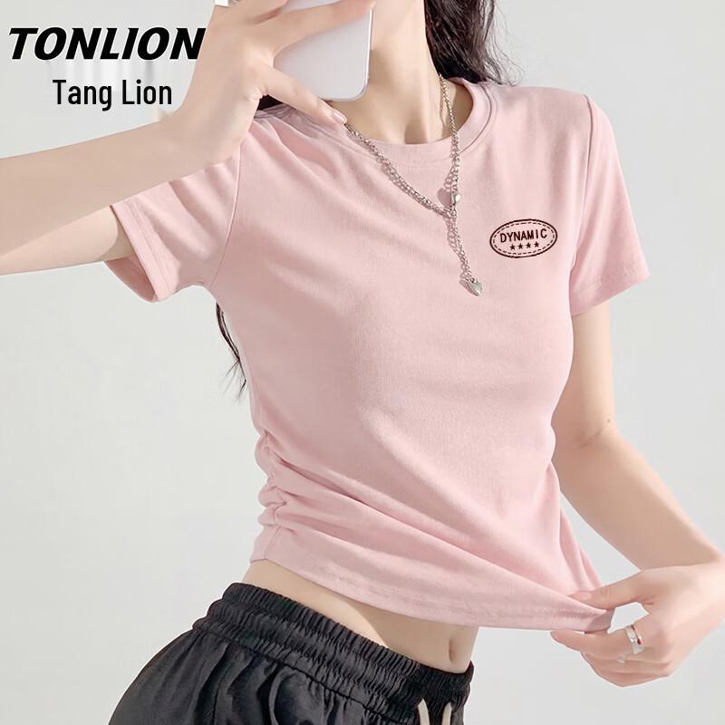 Женская приталенная футболка TonLion с коротким рукавом и сборками