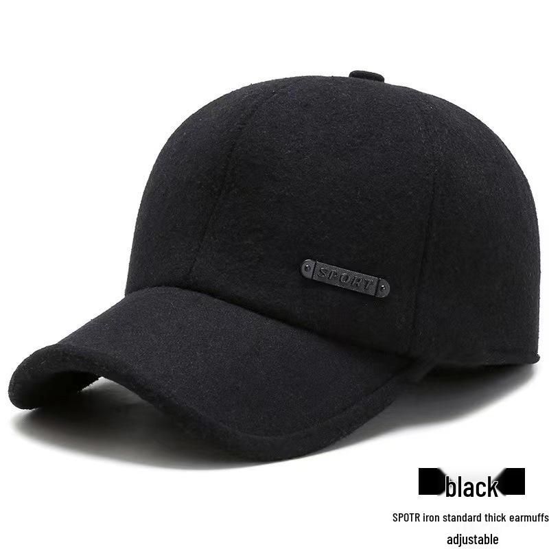 Men's Winter Wool Baseball Cap with Ear Protection for Middle-Aged/Elderly