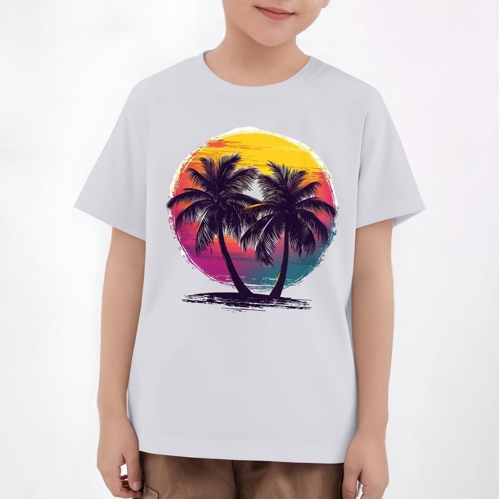 Детские топы с коротким рукавом, повседневная футболка с принтом, круглый вырез, блузка-пуловер