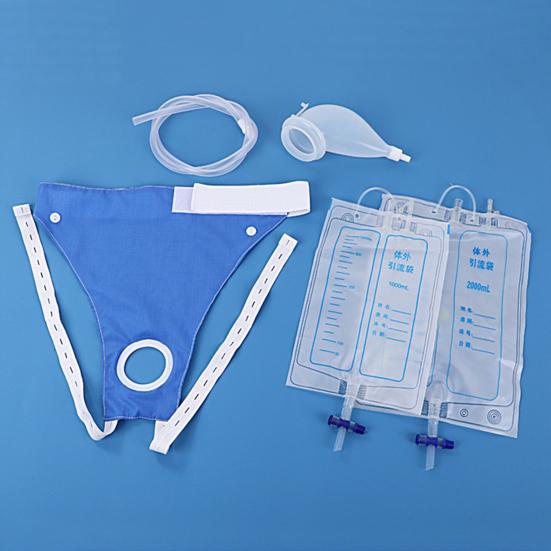 Wearable Urine Collector with 2 Drainage Bags Silicone Catching Capsule Breathable Fixation Pants for Elderly Patients