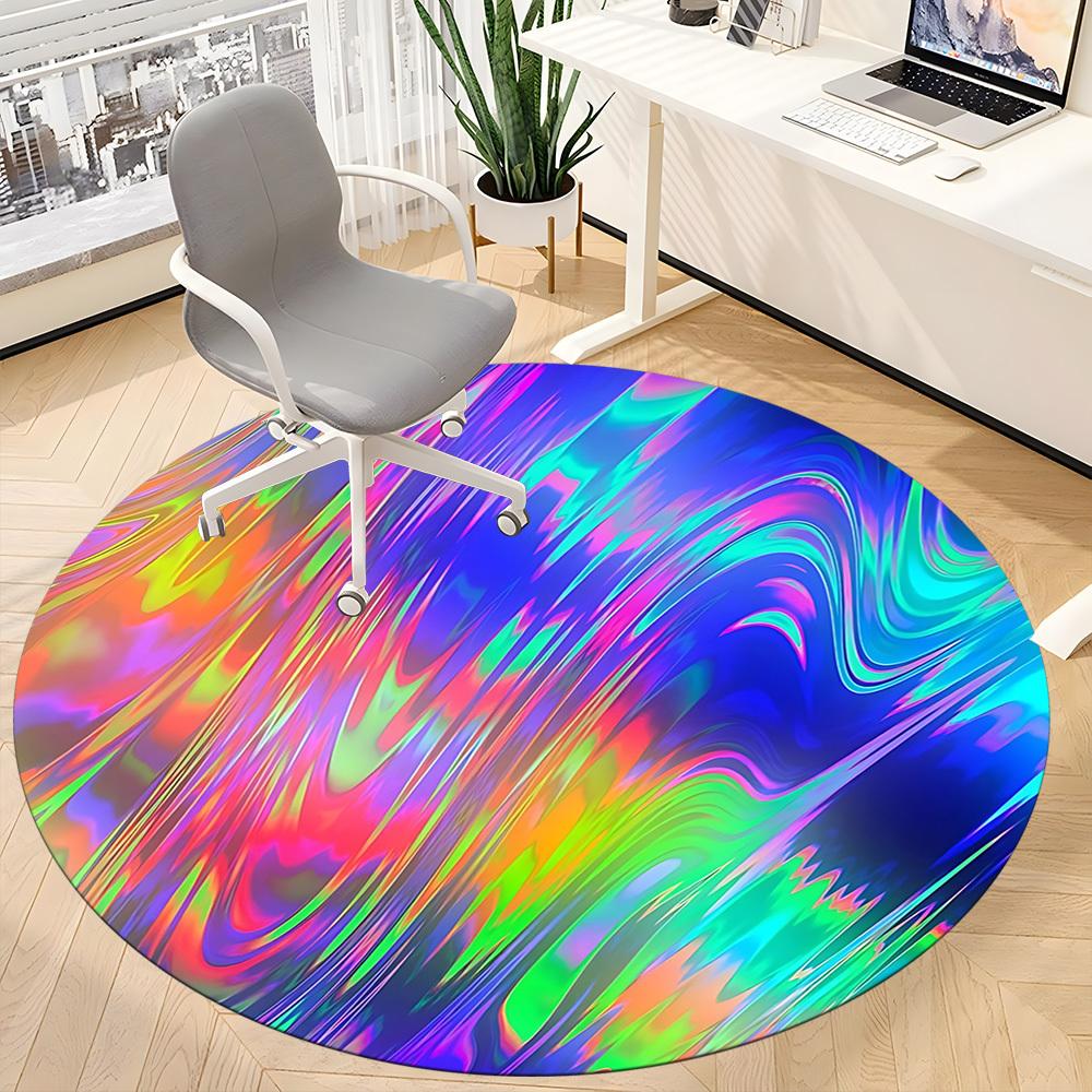 1pc Colorful Swirls Chair Carpet for Office, Non slip, Soft and Durable Office Rug