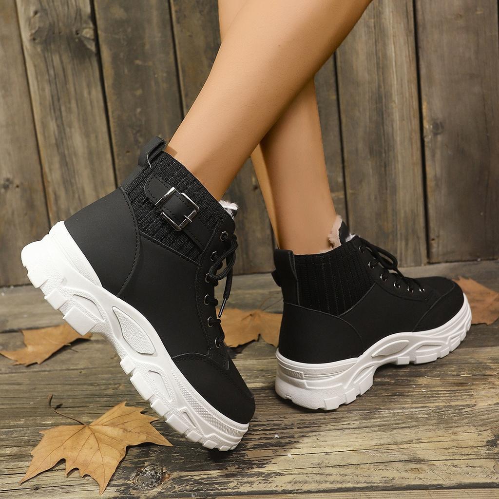 Ladies, Suede Shoes, Lace Up Shoes, Thick Soled Shoes, Snow Boots, Warm Shoes, Thick Shoes, Comfortable, Casual Shoes, Short Boots