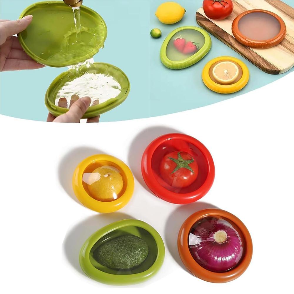 4 шт. Силиконовый контейнер для хранения фруктов с защитой от окисления для холодильника, сохраняющий свежесть