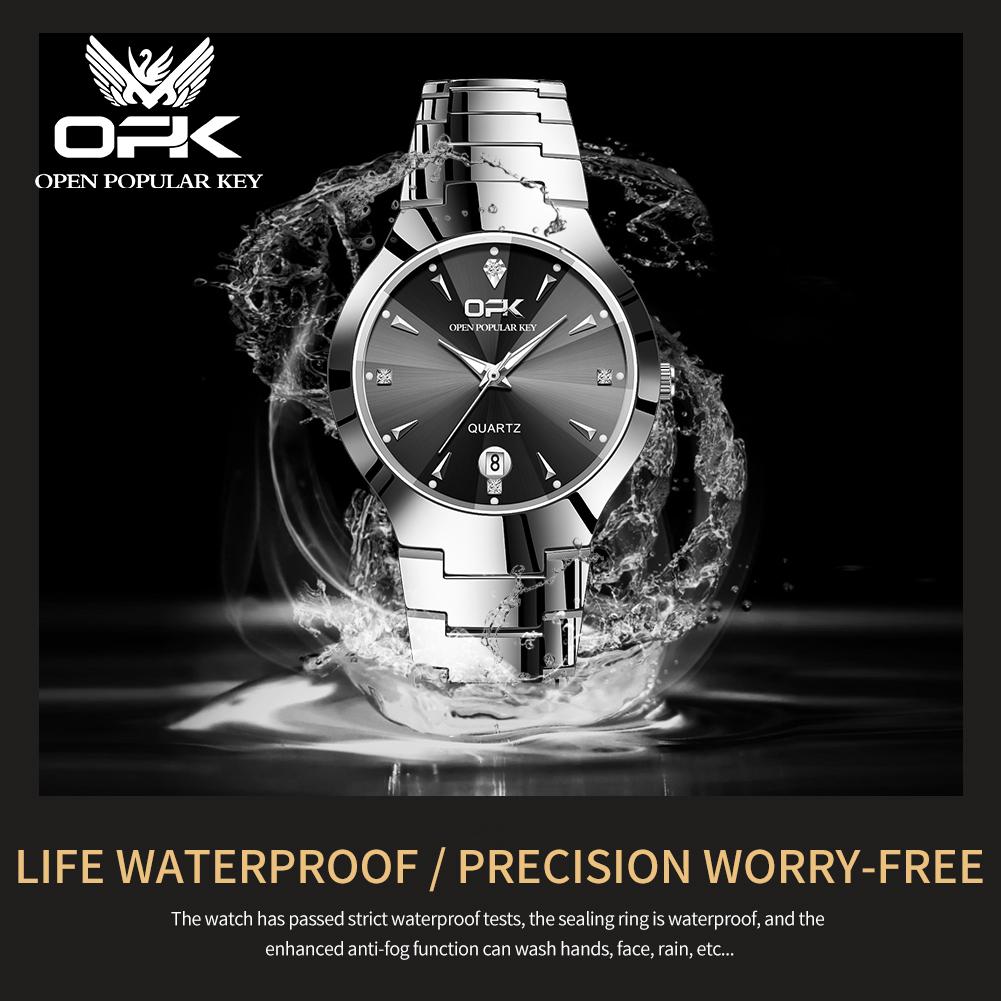 OPK 8105 Men's Watches Diamond Design Waterproof Date Quartz Wristwatch for Men Stainless Steel Strap Original Watch