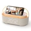 Newest 6 In 1 Bluetooth Speaker with Digital Alarm Clock/Wireless Charger/FM Clock Radio/Adjustable LED Light/Dual Wireless Speakers for Bedroom, Home