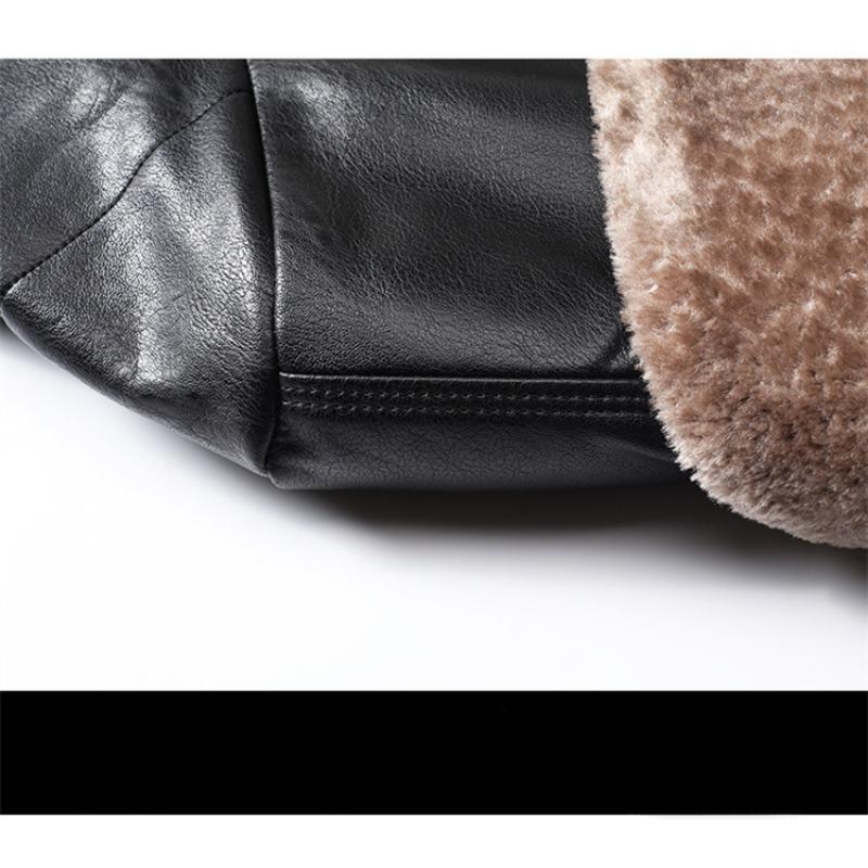 Пуховик из натуральной кожи, мужская куртка из овчины, утолщенное повседневное пальто с лацканами, пальто большого размера