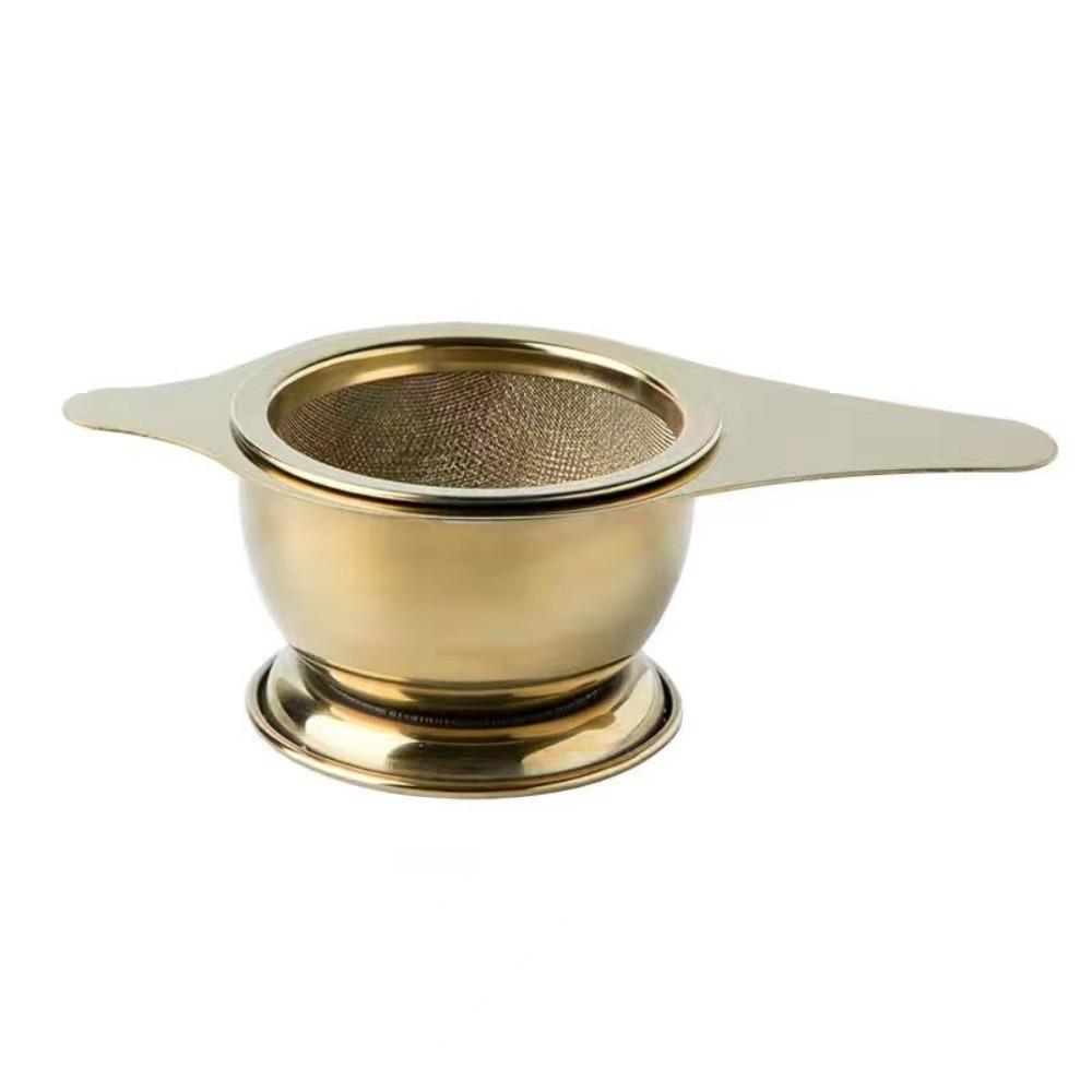 Fine Mesh Leaf Teapot Filter Stainless Steel Tea Infuser with Drip Bowl Kitchen Accessories