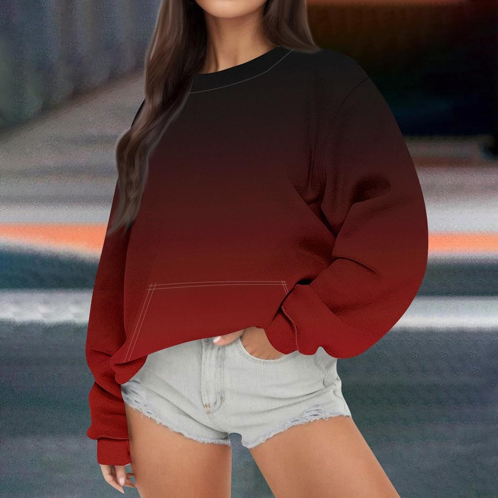 Женская повседневная модная Свободная толстовка с длинным рукавом и круглым вырезом с принтом